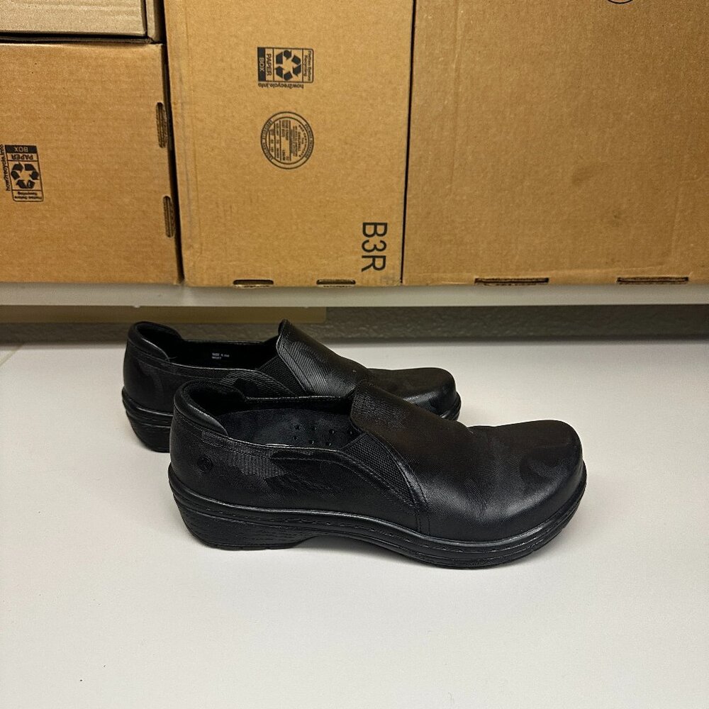 Klogs Black Leather Slip-On Clogs
